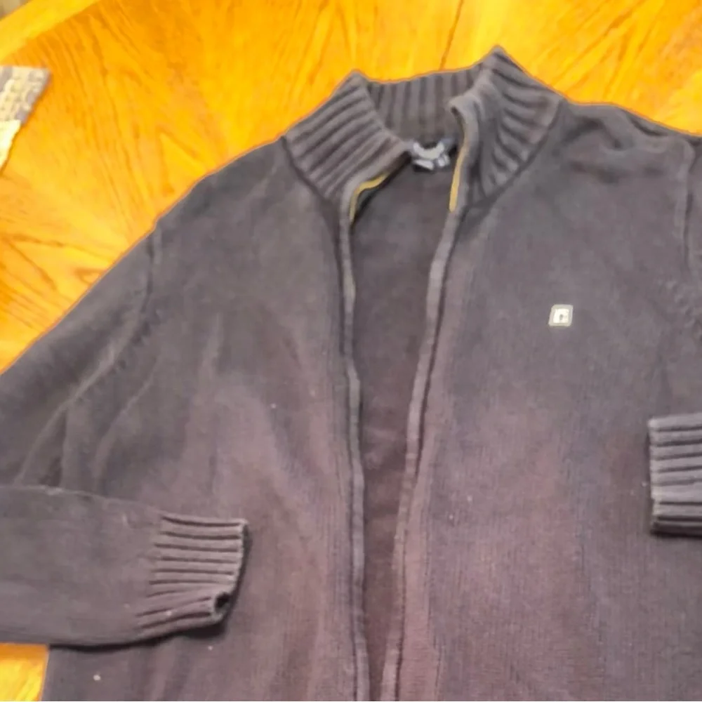 Chaps Men's Navy Blue Zip up Sweater Top